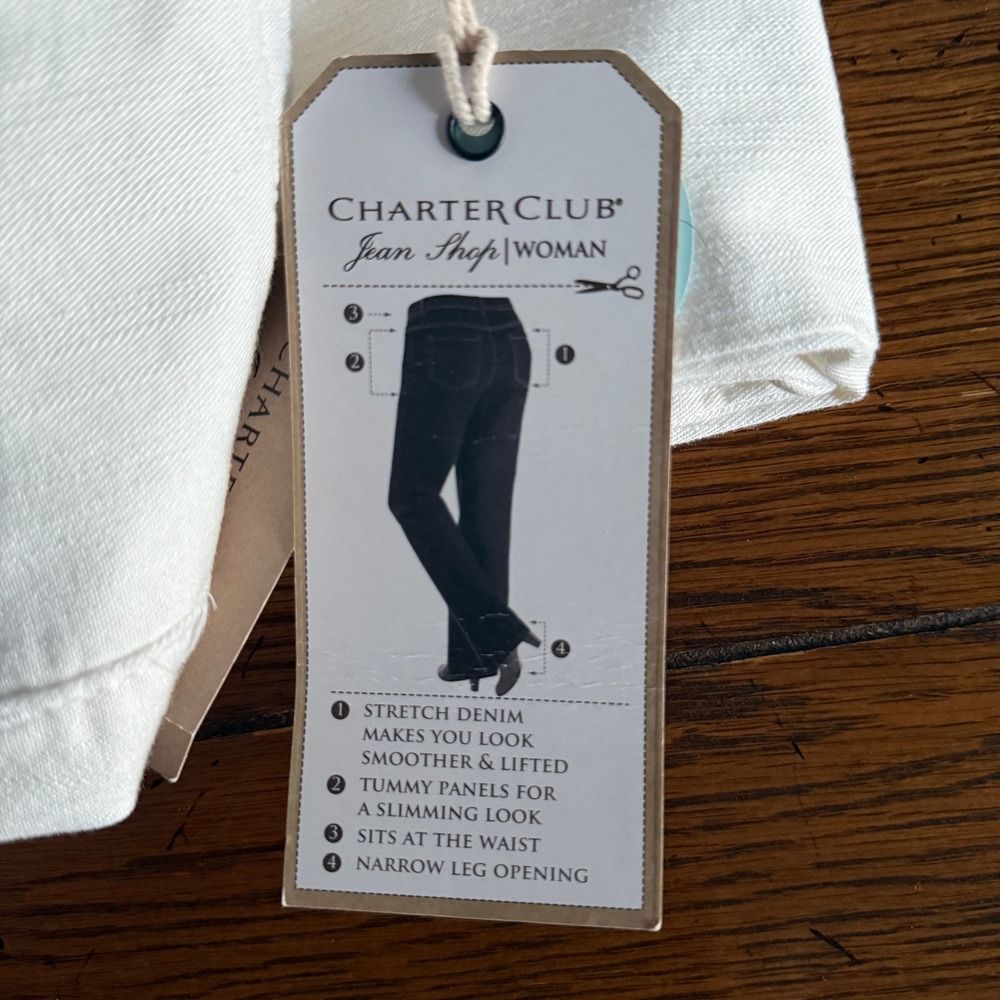 NWT‎ Charter Club Woman Tummy Slimming White Denim Jeans Classic 18W - Picture 6 of 11